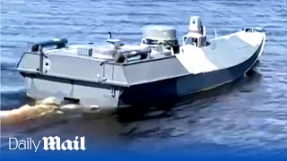 'Sea Baby': CCTV footage of the moment Ukraine's naval drone slammed into Kerch Bridge