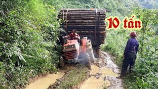 Kubota Plow L1-285 Load 10 Tons of Timber | Tractor carrying 10 tons of wood is very strong