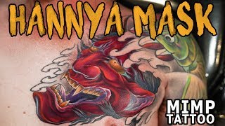 รอยสักฮันยาปลาคาร์ป RED HANNYA MASK WITH KOIFISH TATTOO