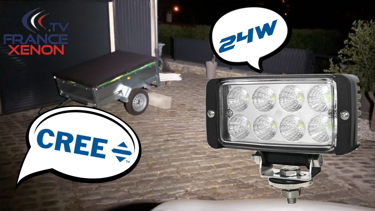 Montage PHARE de Travail LED CREE RECTANGLE 24W Faisceau LED large par