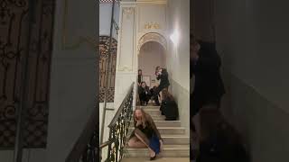 Girl Stumble and Fall During a Filming Attempt on a Staircase