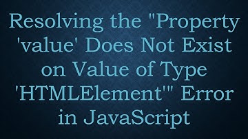 Resolving the "Property 