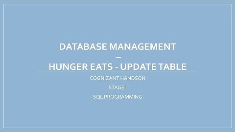 Hunger Eats - Update Table | Database Management | SQL Programming | Cognizant Handson