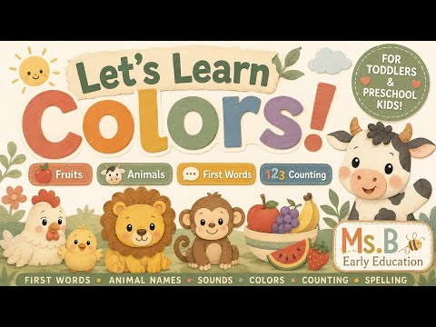 Learn Colors, counting, fruits and animals for kids | First words and vocabulary | ESL learning