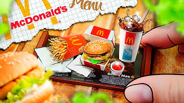 DIY - Miniature McDonalds menu: French fries, Coca-cola, BigMac - No Clay! | Easy DIY Miniature