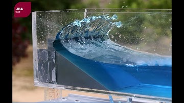 Wave tank demonstration showing the impact of coastal defences on flood risk