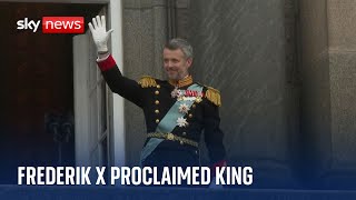 Frederik X waves from balcony as he is proclaimed Denmark's new King