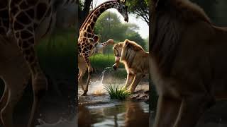 Giraffe vs Lion African Jungle Turns Into a Battlefield #animals #wildlifeentertainment #lion