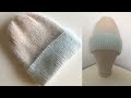 ВЯЗАНАЯ ЖЕНСКАЯ ШАПКА СПИЦАМИ" НЕЖНЫЙ ГРАДИЕНТ" KNITTED HAT