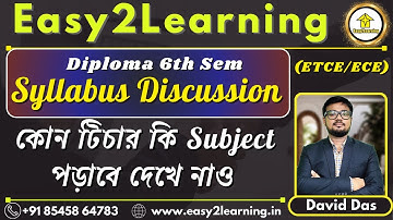 Diploma 6th sem ETCE/ECE Details Syllabus Discussion | 2025 Session | by david Sir