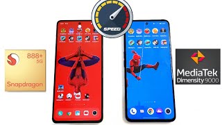 Dimensity 9000 vs Snapdragon 888+ SpeedTest 