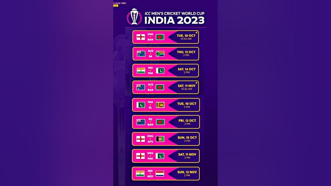 ICC Announces World Cup 2023 New Shedule World Cup 2023 All Matches