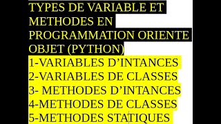 DIFFÉRENTS TYPES DE MÉTHODES ET VARIABLES  EN POO PYTHON | classmethod, staticmethod partie3