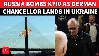 Putin Starts Bombing Kyiv As German Chancellor Arrives; Major Bridge Blasted In Strike | On Cam