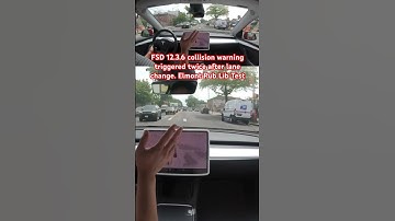 FSD 12.3.6 collision warning triggered twice after lane change. Elmont Pub Lib Test #teslafsd #fsd