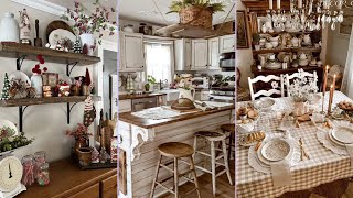 Antique Farmhouse cottage kitchen decoration ideas with vintage shabby chic accent |Kitchen #kitchen