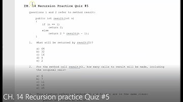 JAVA - Lesson #142 - APCSA - CH. 14 Recursion Practice Quiz #5