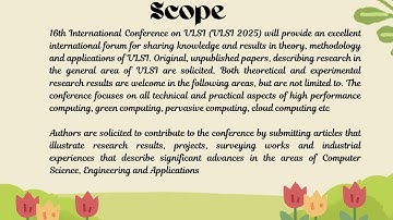 CFP - 16th International Conference on VLSI (VLSI 2025)
