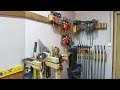 Хранение струбцин и мелкого ручного инструмента в столярной мастерской