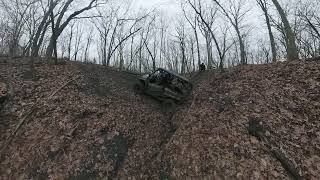 Honda Pioneer 5 1000 trying to climb muddy hill The Cliffs Illinois 1-21-23