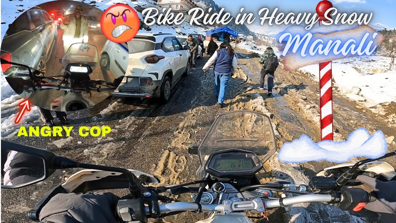 Manali Heavy Snowfall 2026🥶Xpulse Bike Ride in Snow🥶Traffic Jam in Manali Highway