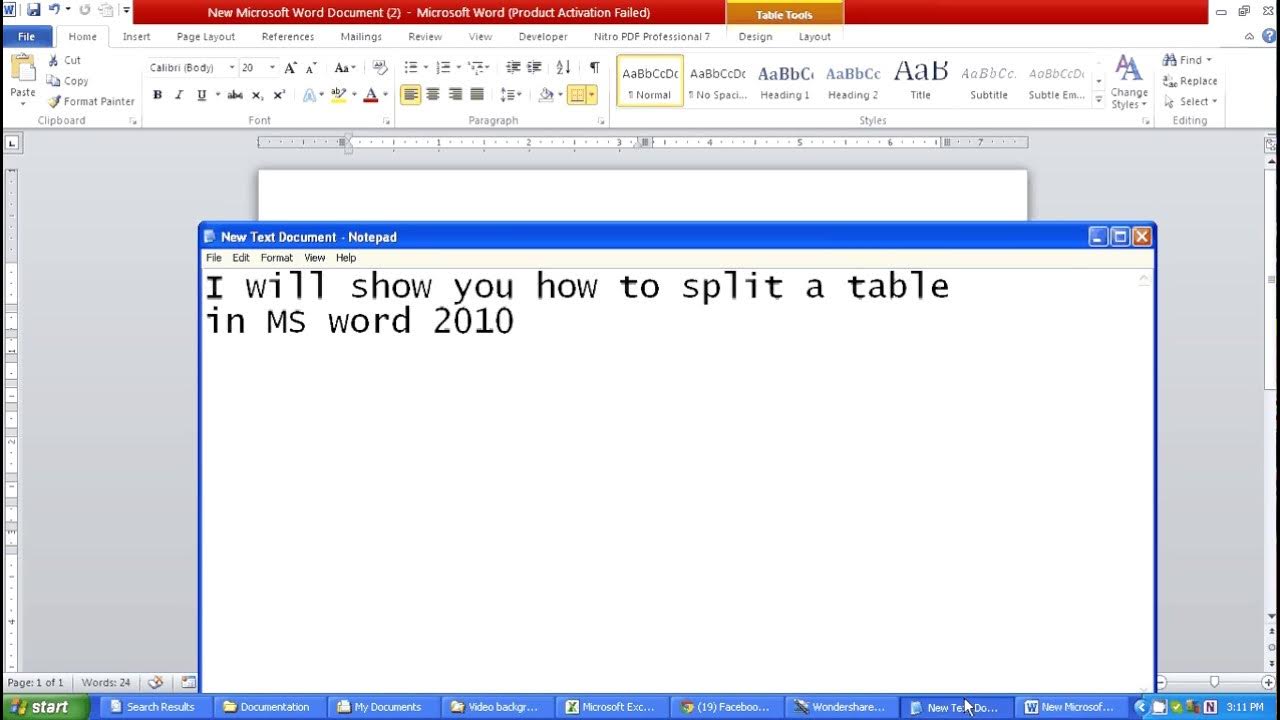 how to split table in word YouTube