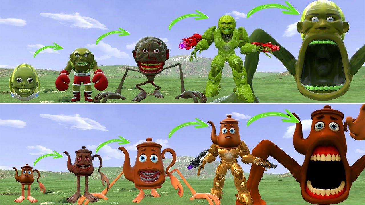 ???: ALL NEW EVOLUTIONARY FORMS OF THE LINGANG MELON FAMILY VS THE TATATA SAHUR FAMILY IN GMOD!