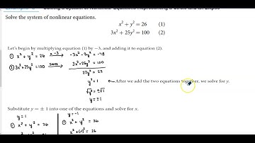 Math 10 7.3 Example 3 Solving a System of Nonlinear Equations Representing a Circle and an Ellipse