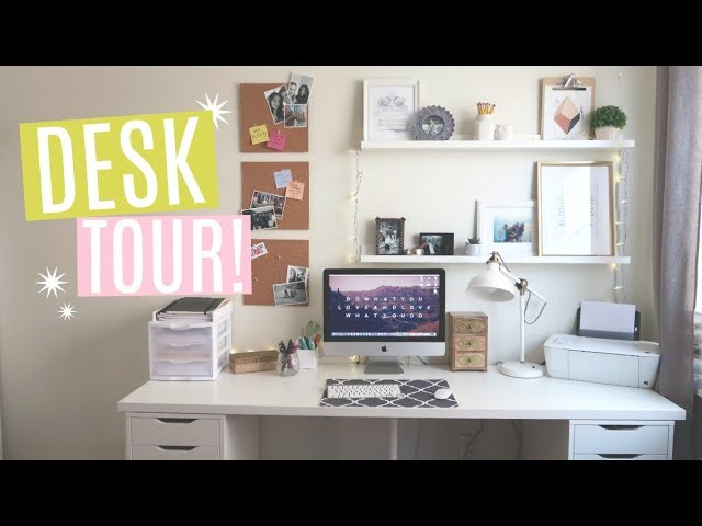 Desk Tour How To Organize Your Storage Decor You To Organize Your Desk Storage Decor, How To Organize A Small Desk Without Drawers