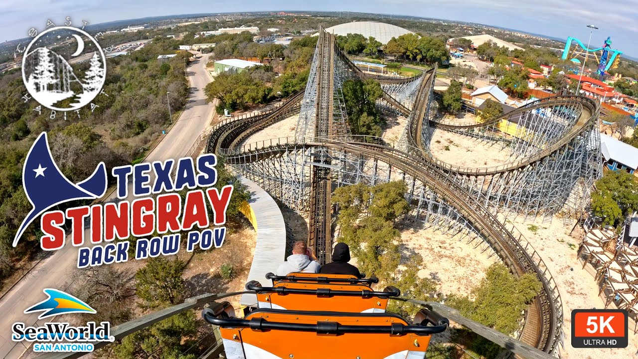 Seaworld Stingray Ride Texas Stingray Back Row On Ride POV 5K UHD POV | Intense GCI Wooden ...