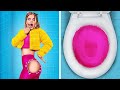 トイレでクレイジーないたずら！ ラ・ラ・ライフGamesのお金持ちVS貧乏人のトイレで必須のライフハック