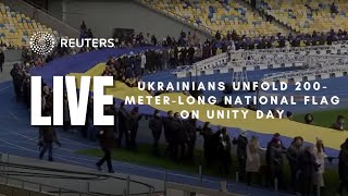 LIVE: Ukrainians unfold 200-meter-long national flag on Unity Day