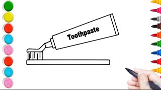 Easy Toothpaste and Toothbrush Drawing Tutorial for Kids | Easy Drawing for Children