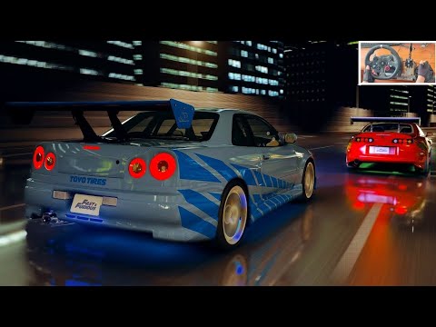 Paul Walker's Nissan Skyline R34 GTR - Assetto Corsa Graphic Mod - Logitech  g29 gameplay 