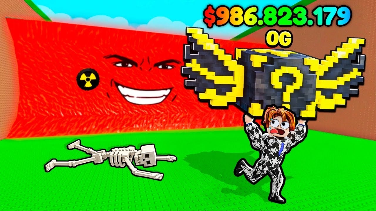 CONSEGUI UMA LUCKY BLOCK OG SUPER RARA ESCAPANDO DO TSUNAMI NO ROBLOX 😎🍀