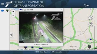 Overturned 18-wheeler blocks traffic on I-20