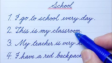 Cursive Writing Practice | 10 Simple Sentences About School | English Cursive Handwriting Practice