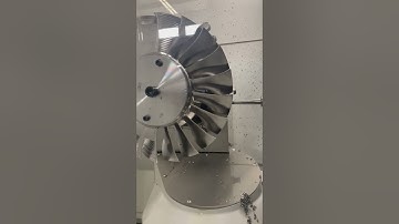 Aircraft engine blades being machined on a Starrag