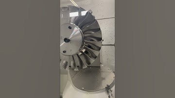 Aircraft engine blades being machined on a Starrag