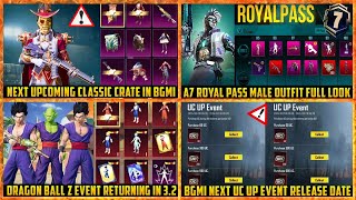 🔴 A7 Royal Pass Male Outfit Look | Next Classic Crate in BGMI | UC EVENT DATE | Dragon Ball Event