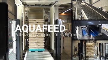 Aquafeed Fish food palletizing 20L bags