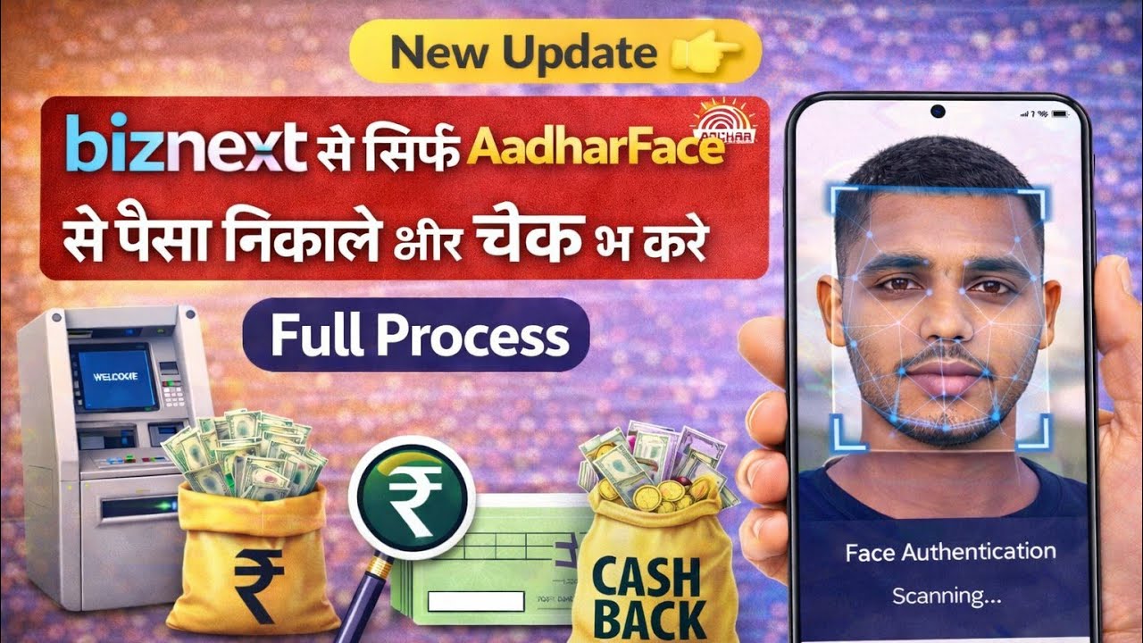 2026 New Update Biznext में No Fingerprint सिर्फ Aadhar Face से KYC पैसा लेनदेन 😄🙏