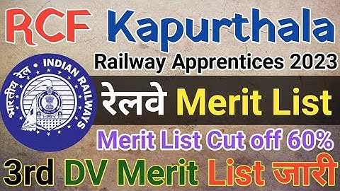 Rail Coach Factory Kapurthala 3rd Merit list 2023 | RCF 3rd Document Verification 2023