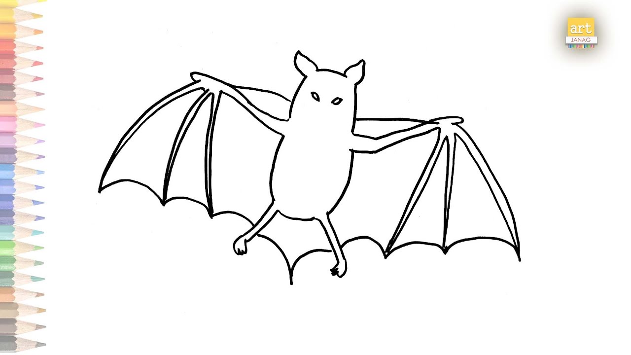 Bat animal drawing easy 02 | How to draw A Bat step by step | Outline  drawings | art janag - YouTube