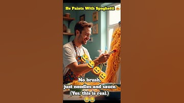 He Paints With Spaghetti?! 🤯🍝 #Shorts #weirdnews #poppodity