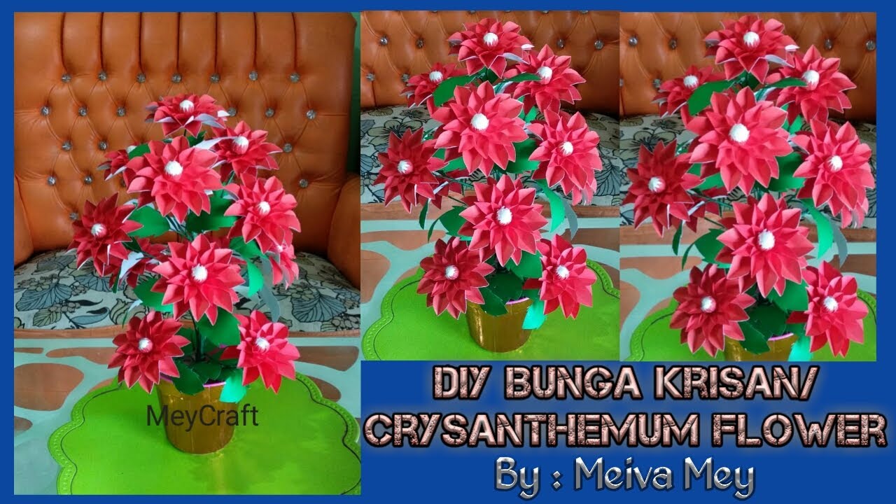  DIY  Bunga  Krisan dari  kertas How to make Crysanthemum 