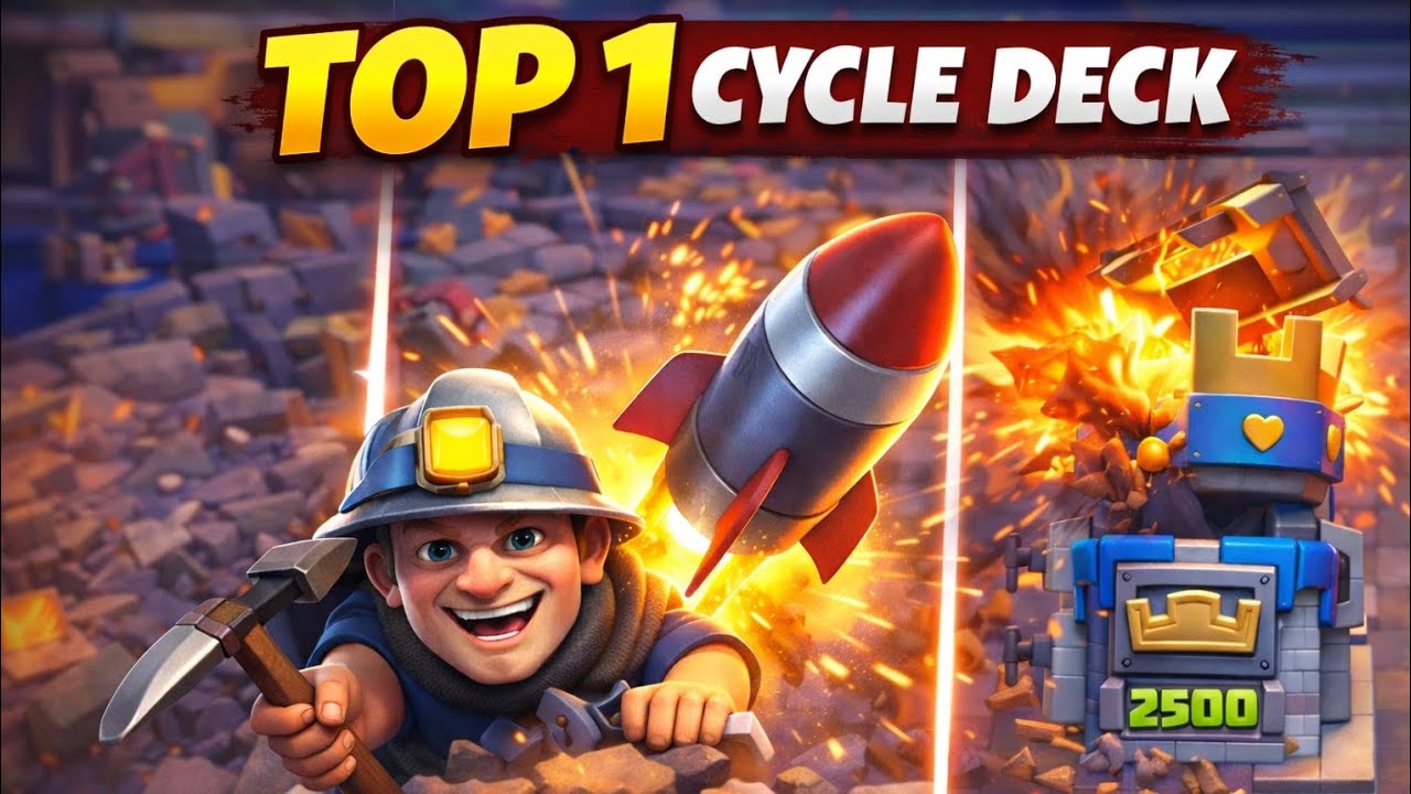 🔥 TOP 1 MINER ROCKET CYCLE DECK in Clash Royale! (Too Fast to Stop)