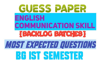 General English Guess Paper For {Backlog} BG Ist Sem Kashmir University 🔥