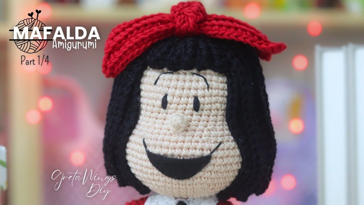 ✨ Dare to Crochet the Mischievous Mafalda? Step-by-Step Amigurumi Tutorial! Part 1/4. GretaWingsDIY