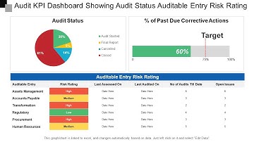 Audit KPI Dashboard Showing Audit Status Auditable Entry Risk Rating